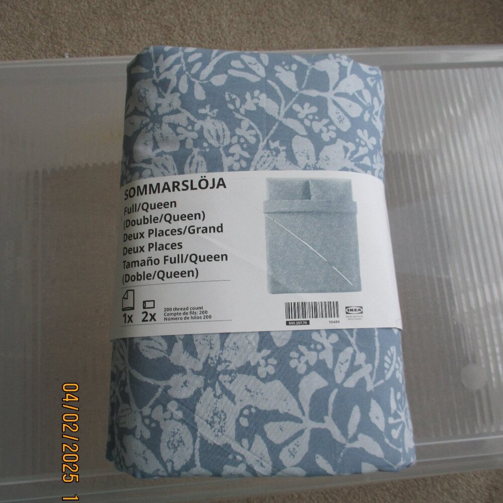 NEW IKEA Duvet Quilt Cover Full/Queen Sommarsloja - blue flower print